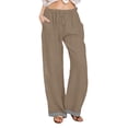 thumbnail image 1 of Pantalones Anchos Sueltos para las Mujeres Pantalones Rectos Sueltos Elásticos de Raya Casual con Bolsillo, 1 of 9