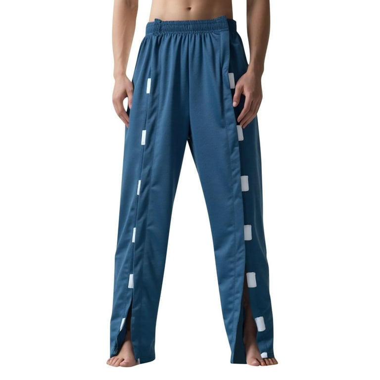 Men's Side Tear Away Sweatpants - Open Bottom, Easy On/Off Pants For Post Surgery, Wheelchair, Recovery