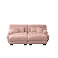 thumbnail image 3 of Cloud Couch Sleeper Sofa for Living Room, Chenille 2 Seater sofa with 2 Lumbar Pillows and 2 Throw Pillows, Upholstered Wide Arm Sofa with 2 Ottomans (Pink), 3 of 11