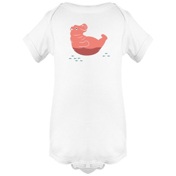 Funny Adorable Hippo Cartoon Bodysuit Infant -Image by Shutterstock,  Newborn