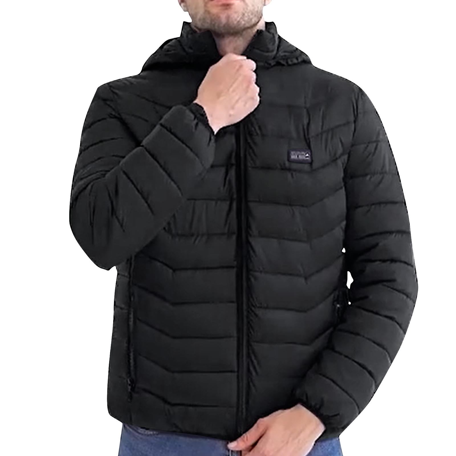 pstuiky Heated Jacket for Men and Women Solid Color Zipper Four Control 21 Areas Rechargeable USB Waterproof Heated Vest Unisex Oversize Warm Coat with Detachable Hood Outwear