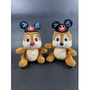 Chip n Dale Mini 6” Plush 2018 Wearing Mickey Ears Hat Retired Chipmunks New