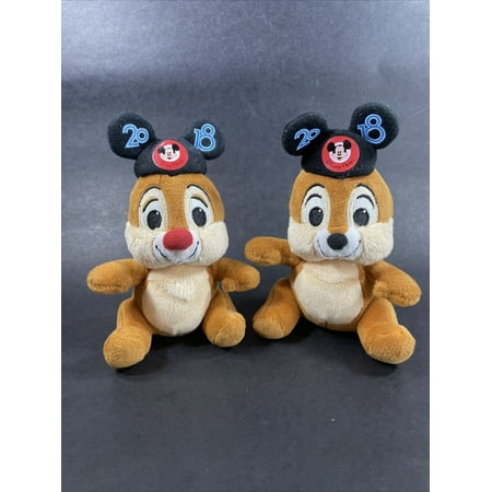 Chip n Dale Mini 6” Plush 2018 Wearing Mickey Ears Hat Retired Chipmunks New
