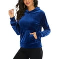 thumbnail image 2 of SHCKE Women Velour Sweatshirt Long Sleeve Hoodie Sweatshirt Warm Pullover Tops Loose Sweatshirt Velour Hoodies Sports Tops Soft Stretch Yoga Jogging Activewear Shirt, 2 of 8