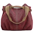 thumbnail image 2 of Casual ladies canvas shoulder bag large capacity handbag travel shoulder bag multifunctional ladies bag ladies canvas bag red 33cm * 35cm * 20cm-Purple coffee color, 2 of 5