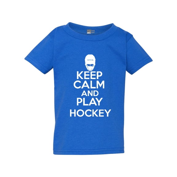 Keep Calm And Play Hockey Sports Funny Toddler Kids T-Shirt Tee