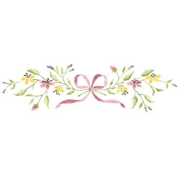 Bow and Flowers Wall Stencil SKU #2706 by Designer Stencils