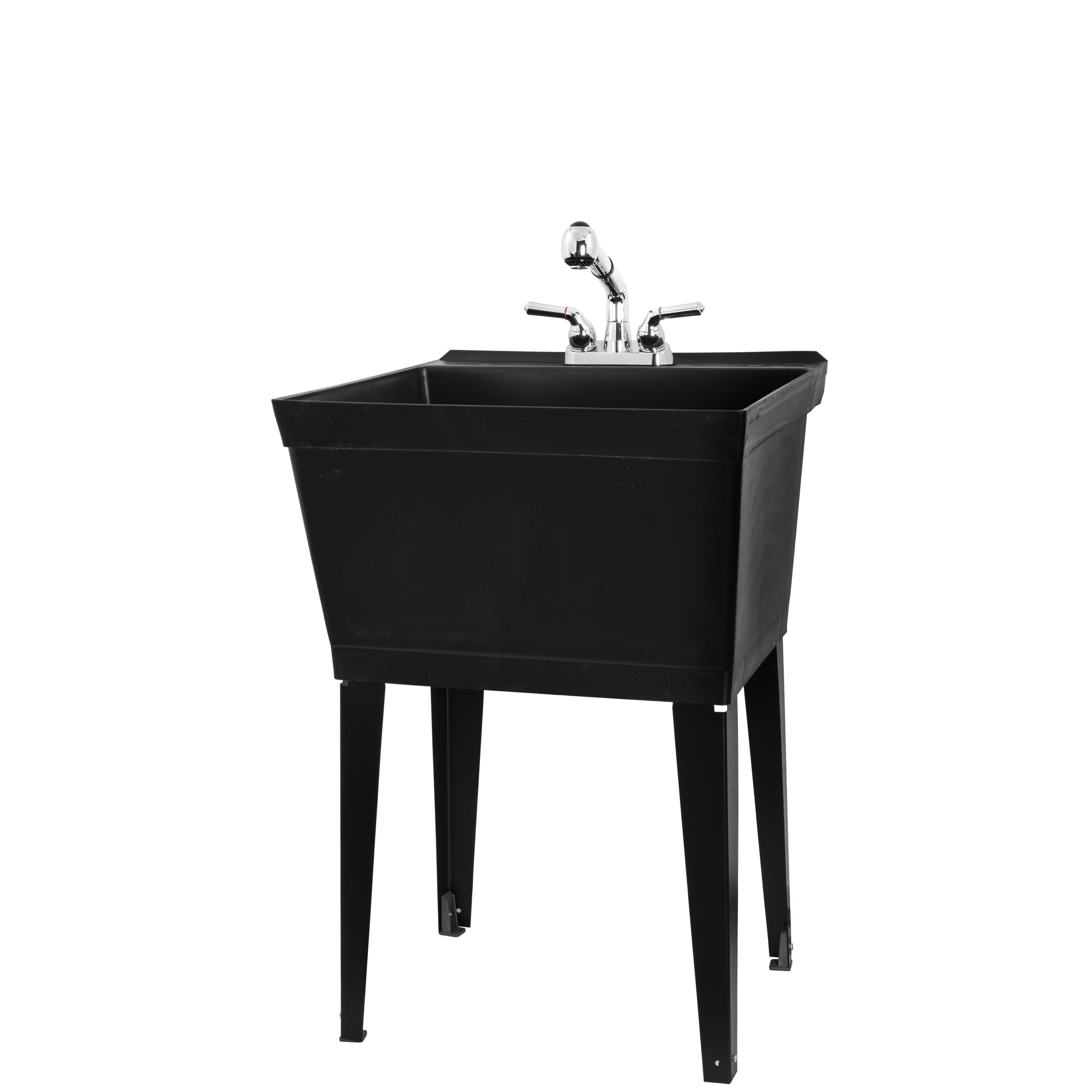 19 Gallon Black Utility Sink with Pull-Out Abs Plastic ...