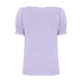 thumbnail image 4 of Women's Square Neck Short Sleeve Loose Fit Tops Shirts Blouses Casual Daily Wear Plain Soft Fashion Essential Gift for Women | Sopatenor,Purple XL, 4 of 8