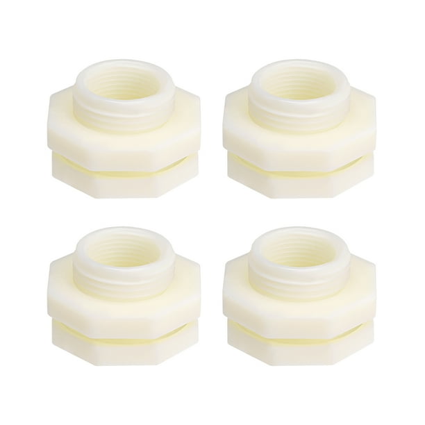 ABS Bulkhead Tank Fitting Adapter for Rain Bucket Aquariums Water Tanks Ponds G3/4 Female 4 Pcs