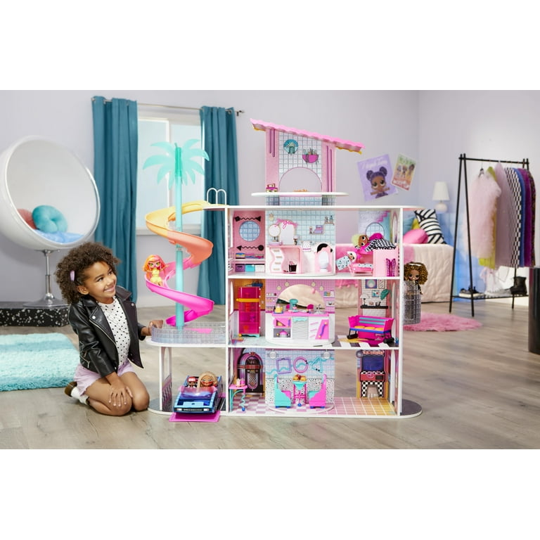  L.O.L. Surprise! OMG Fashion House Playset with 85+ Surprises  and Made from Real Wood Including Pool, Spiral Slide, Rooftop Patio, Movie  Theater, Transforming Furniture, and More! : Toys & Games