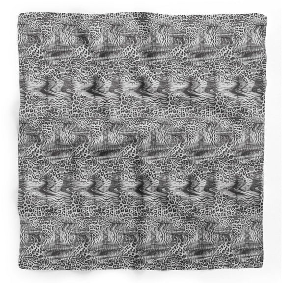 Bimba Gray Leopard & Tiger Animal Skin Pure Silk Printed Head Bandanas Summer Neck Wrap Scarf 40 x 80 Inches