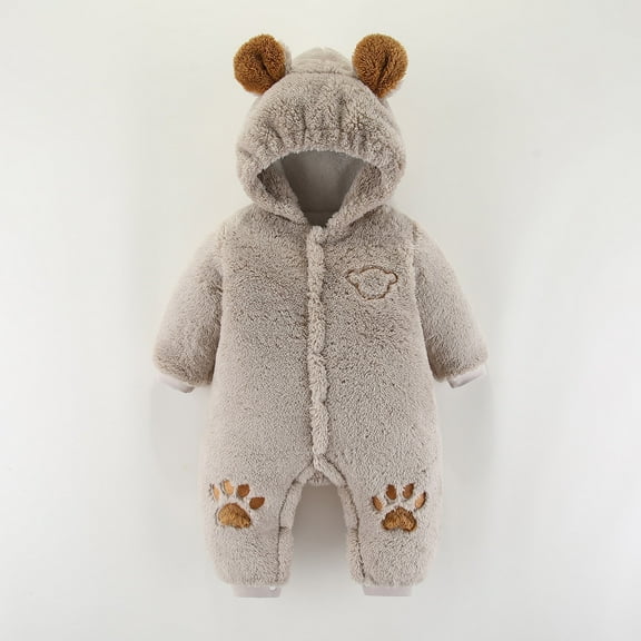 QISIWOLE Baby Infant Boys Girls Snowsuit Winter Hooded Footed Warm Jumpsuit Outerwear for 0-24 Months,Clearance