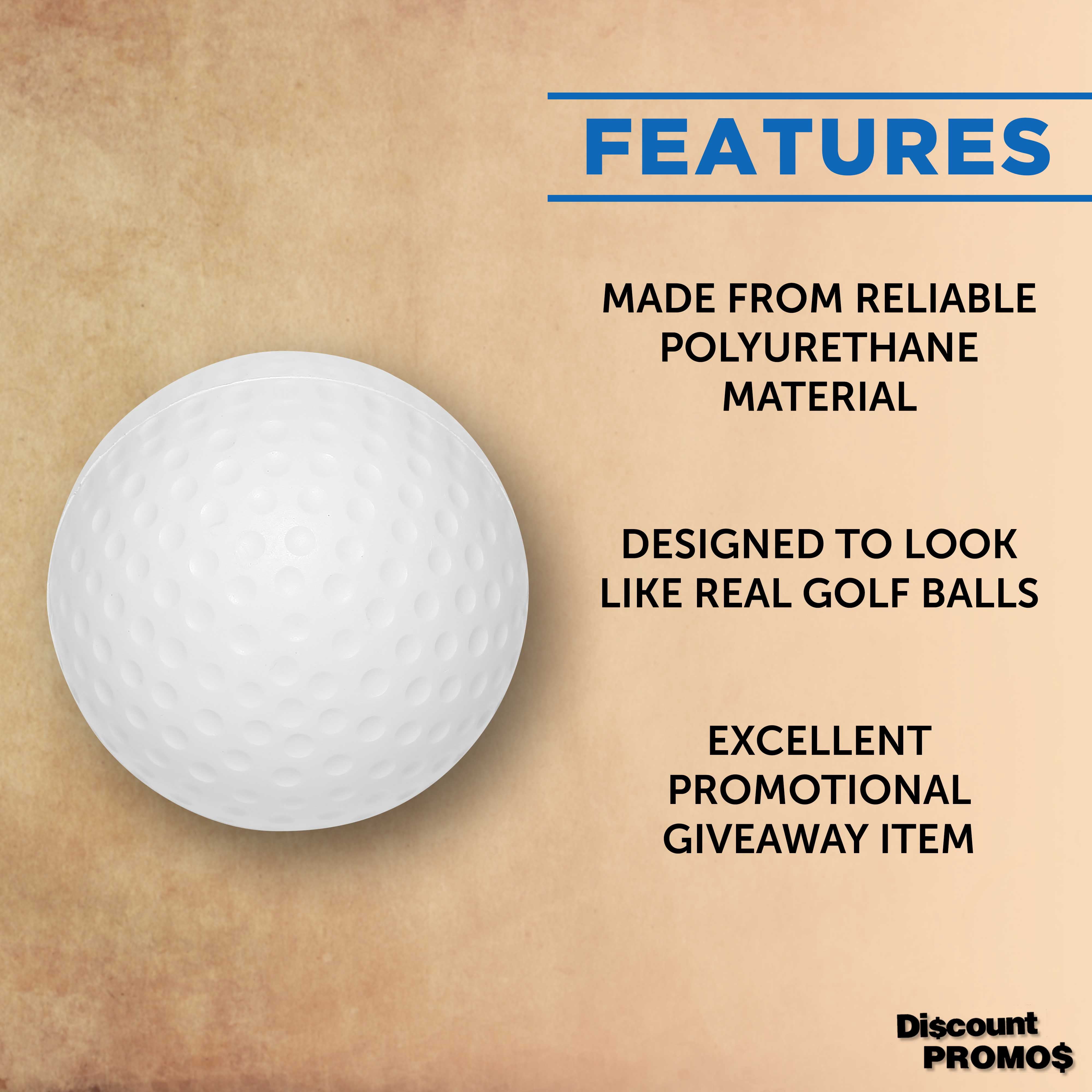 Golf Stress Balls Set of 10, Bulk Pack - Anxiety Stress Relief, Perfect for Your Desk, Office or Home - White
