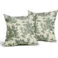 thumbnail image 2 of French Country Pillow Covers Set of 2 18x18 Inch Vintage Toile Green Cotton Linen Polyester Decorative Throw Pillow Case Cushion Cover for Bedroom Sofa Living Room Couch Chair Office, 2 of 6