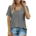 thumbnail image 2 of loopsun Plus Size Tops for Womens,Womens Summer Tops,Womens Solid Summer Tops Casual Trendy Short Sleeve T Shirts Scoop Neck Tee Fashion Shirts Tops Gray M, 2 of 5