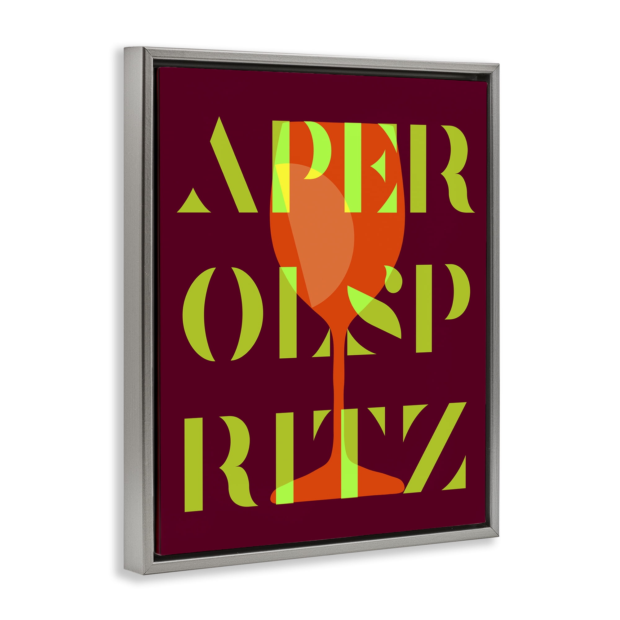 Stupell Industries Modern Aperol Spritz Food & Beverage Painting Gray Floater Framed Canvas Art Print Wall Art, 17 x 21