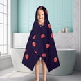 thumbnail image 6 of Red Strawberry Plants Dark Pattern Hooded Bath Towel，50"x30" for Ages 3 To 12 Kids, Quick Dry Lightweight Soft Microfiber Hood Beach Towel Cover Up for Kids, 6 of 7