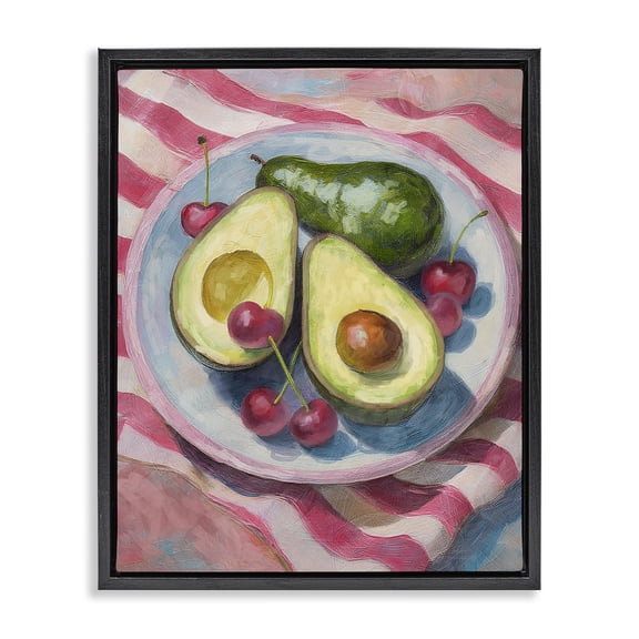 Stupell Industries Farmhouse Avocado & Fruits Meal Black Floating Frame Canvas Art, 17 x 21, by Lil' Rue