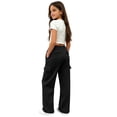 thumbnail image 2 of TIREOW Girls Cargo Sweatpants Solid Color Elastic Waist Wide Leg Cargo Sweat Pants Baggy Casual Cargo Pants with Multi-Pockets, 2 of 9