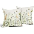 thumbnail image 6 of Spring Summer Floral Pillow Covers 16X16 Inch Yellow Flowers Green Leaves Butterfly Decorative Pillow Cases Set of 2 Cotton Linen Throw Pillows Farmhouse Home Decor For Sofa Couch Cushion Outdoor, 6 of 6