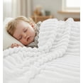 thumbnail image 3 of Utopia Bedding Off White Striped Fleece Blanket Throw Size Fluffy, Warm & Lightweight Ribbed Throw for Bed, Sofa & Chair - Soft Cozy Blanket for Home Decor & Gifting (50x60 Inches), 3 of 7