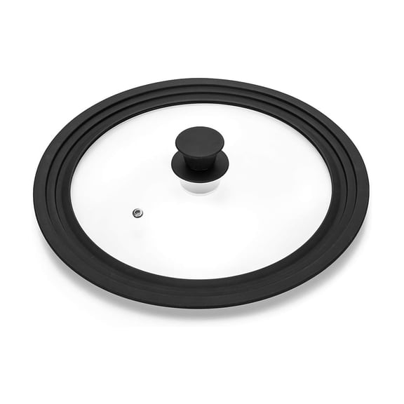 ACDANC Universal Lid for Pots,Pans and Skillets - Tempered Glass with Heat Resistant Silicone Rim Fits 8",8.5" and 9.5" Diameter Cookware,Black