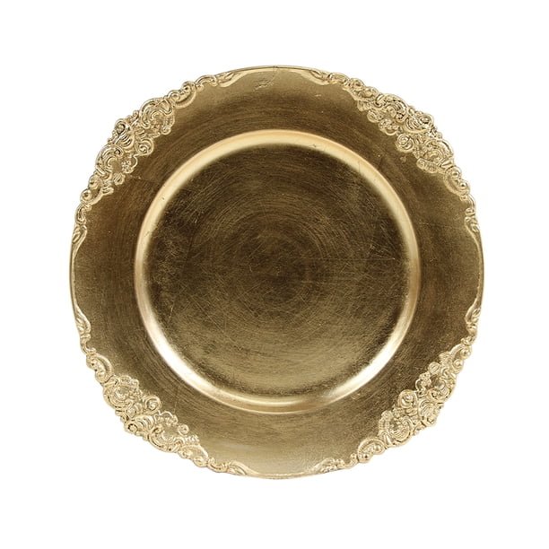 Koyal Wholesale Vintage Charger Plate, Gold (Pack of 4)