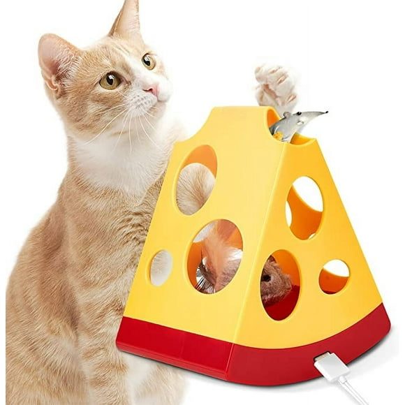 Cat Toys Electronic Spin Interactive Toys Cat Wand Teaser Toy Gift Box for Kitty Puppy
