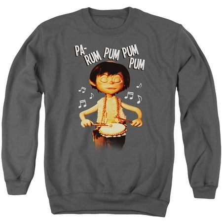Drum Sweatshirt - LITTLE DRUMMER BOY/DRUM BEAT-ADULT CREWNECK SWEATSHIRT-CHARCOAL-XL