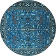 thumbnail image 1 of Ahgly Company Indoor Round Oriental Light Blue Traditional Area Rugs, 8' Round, 1 of 4