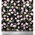 thumbnail image 1 of Soimoi Black Moss Georgette Fabric Leaves & Rose Floral Print Fabric by the Yard 42 Inch Wide, 1 of 3