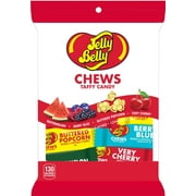 Jelly Belly Chews Taffy Candy Individually Wrapped Candy Chews  Jelly Belly Buttered Popcorn, Watermelon, Berry Blue and Very Cherry Chewy Candy (8.75 Ounce)