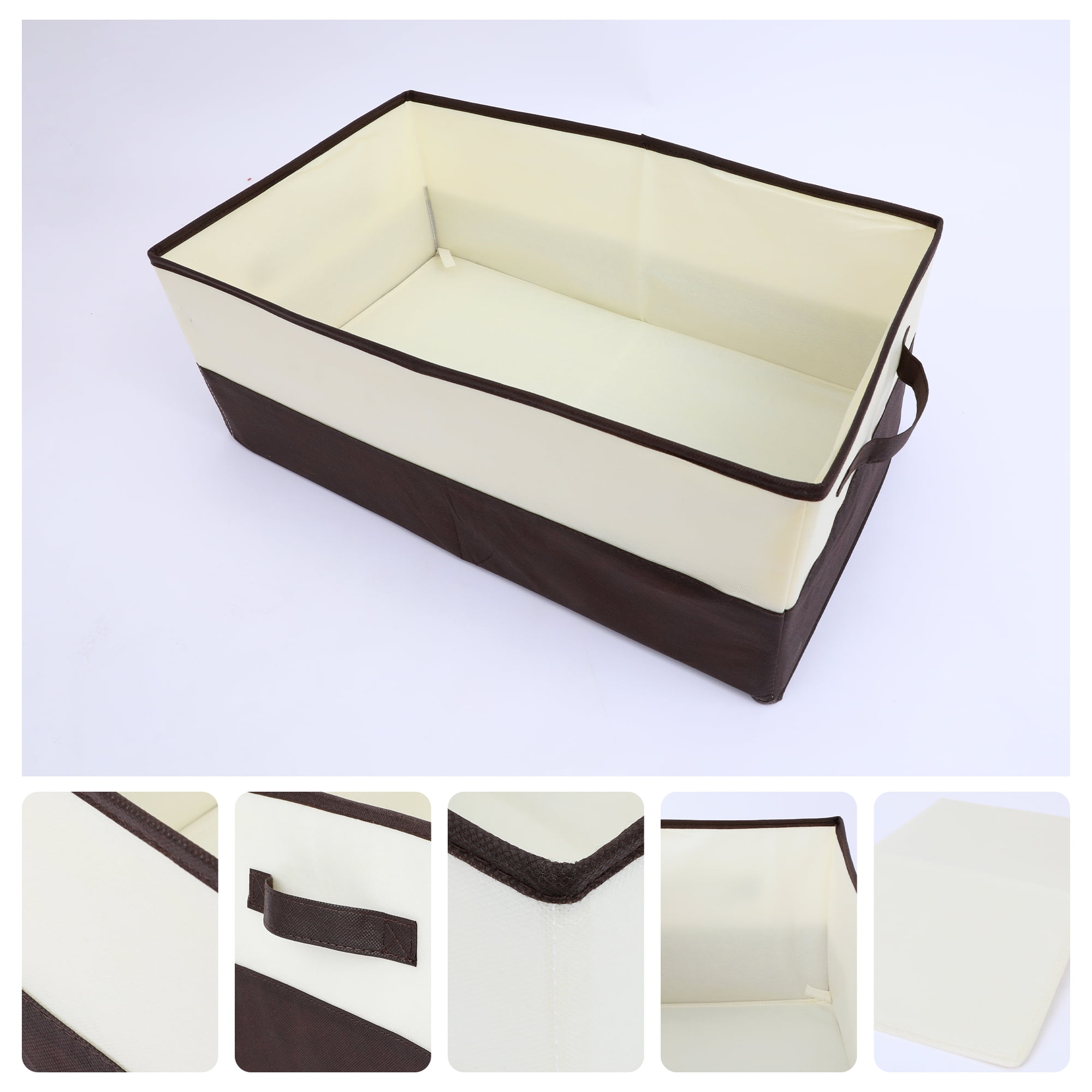Unique Bargains Fabric Storage Cube Storage Bin Storage Basket Brown 19.7*12*8in
