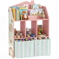 thumbnail image 1 of Qaba Toy Storage Unit with Book Display, Shelves, Fabric Drawers, Pink, 1 of 10