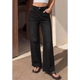 thumbnail image 3 of BTFBM Jeans for Women Summer High Waisted Button Straight Leg Stretchy Cropped Raw Hem Trendy Denim Pants Pockets, 3 of 7