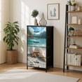 thumbnail image 7 of Beach Dresser for Bedroom with 4 Storage Drawers Coastal Blue Ocean Seashell Nautical Seascape Starfish Seashells Dressers Chest of Drawers Steel Framed Fabric Closet Organizers for Entryway, 7 of 7