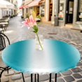 thumbnail image 3 of Ombre Teal White Elastic Fitted Round Table Cover Gradient Color Waterproof Outdoor Tablecloth for Holiday Party, Picnic, Patio & Dining Fits Tables Up to 55"-60", 3 of 8