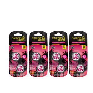 Car Scents air-fresheners display, 12 pcs - Coronado cherry Air fresheners  made from 100% fine organic essences and packaged in recyclable aluminum