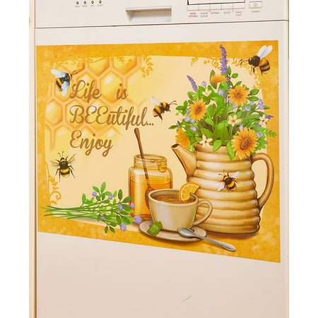 Honey Bee Kitchen Collection Choice of Wall Sign, Dishwasher Magnet, Set of 4 towels, Rug, or Bag Dispenser (Dishwasher Magnet)
