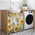 thumbnail image 3 of Sunflower Cabinet Curtain 35"Wx35"L, Dustproof Under Sink Skirt with Self Adhesive Tape, Vintage Summer Bee Botanical Farmhouse Cabinet Curtain Cover for Kitchen Sink, Bathroom Vanity, Laundry Room, 3 of 9