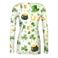thumbnail image 6 of ASDFVBKG Women's St Patrick's Day Blouse Dressy Crew Neck Basic Long Sleeve Slim Fit Pullover Ribbed Knit Lucky Shamrock Comfy Tees Beige XL, 6 of 6