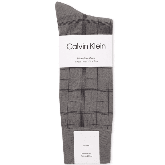 Calvin Klein Men,s Microfiber Crew Socks ,4 Pairs ,One Size