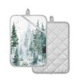 thumbnail image 2 of 2 Pack Pot Holders for Kitchen Heat Resistant Hot Pads Sets for Cooking Baking Green Snowy Forest Scene, 2 of 7