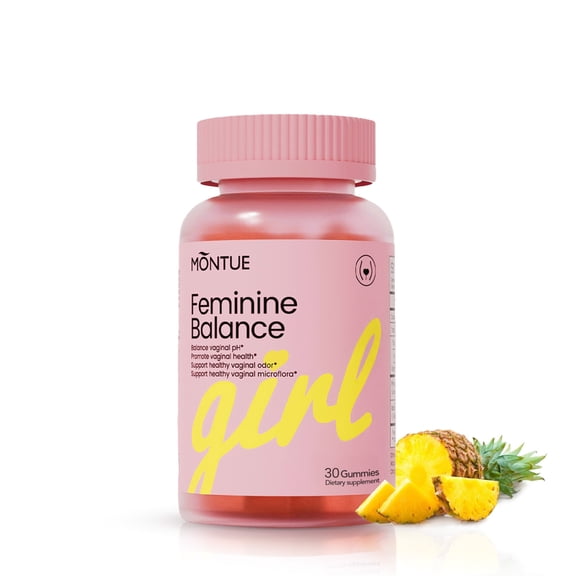 MONTUE Premium Diamond Feminine Balance Gummies for Women – pH Balance with Prebiotics & Lactobacillus Probiotics, Hawaiian Pineapple, Vegan & Non-GMO 30 Gummies