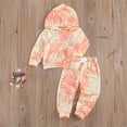 thumbnail image 2 of Ruyang Girl's 2PCS Outfits Fashion Tie-dye Hooded Pullover Sweatshirt and Sweatpants Set Baby Fall Winter Casual Sweatsuits, 2 of 3