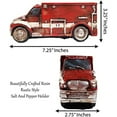 thumbnail image 2 of Urbalabs Western Police Car, Fire Truck, Ambulance Large Salt and Pepper Shaker Caddy Farmhouse Dinner Table Kitchen Ranch Decorations Rustic Cowboy Decor Hand Painted (Ambulance), 2 of 6