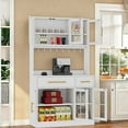 thumbnail image 2 of DEXTRUS 71" Kitchen Pantry Storage Cabinet with Power Outlet, Drawer, Cupboard, Microwave Stand, White, 2 of 7
