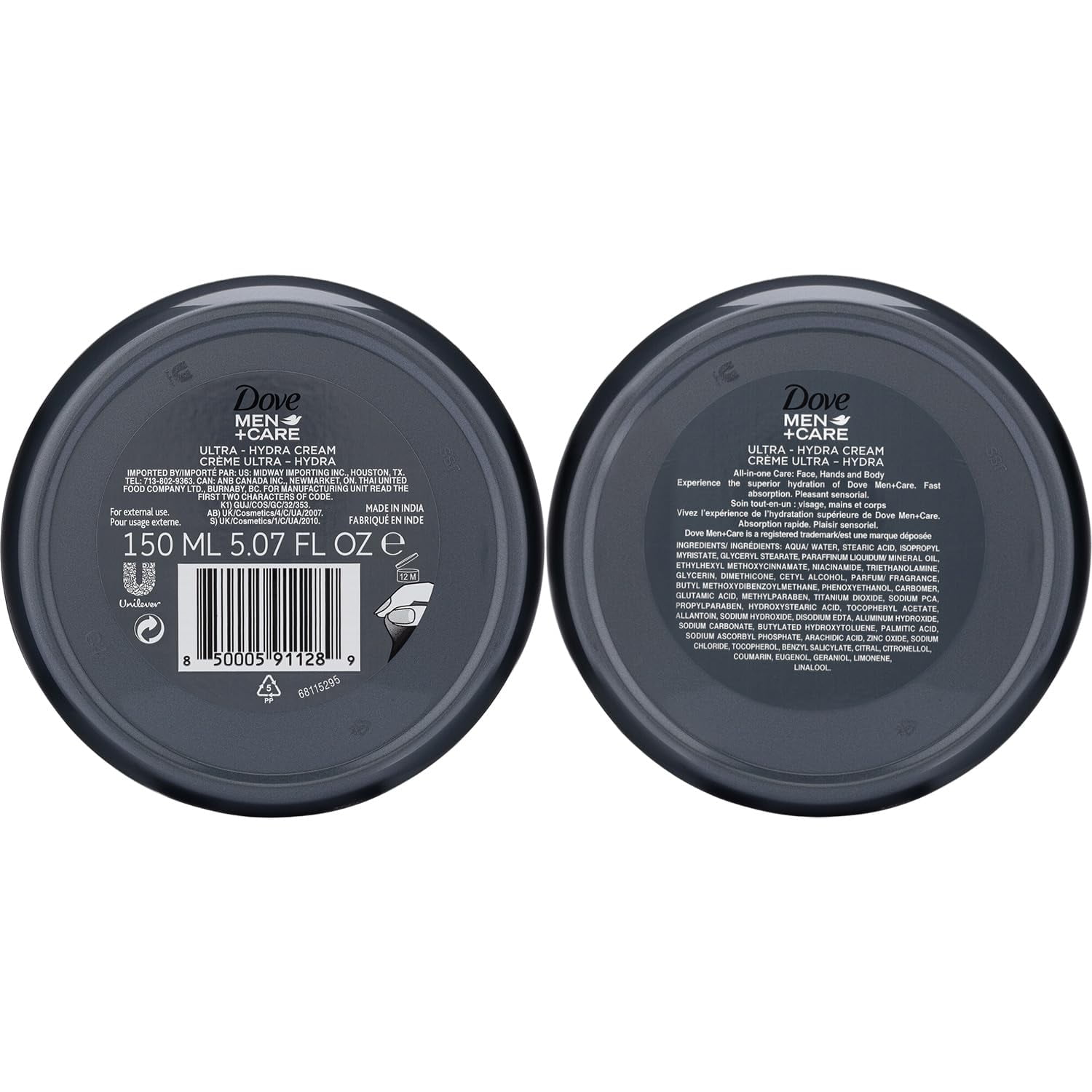 Dove Men+Care Ultra Hydra Cream 3-In-1 Advanced Skin Care for Men, All Skin Types, 5.07 Fl Oz (Pack of 12)