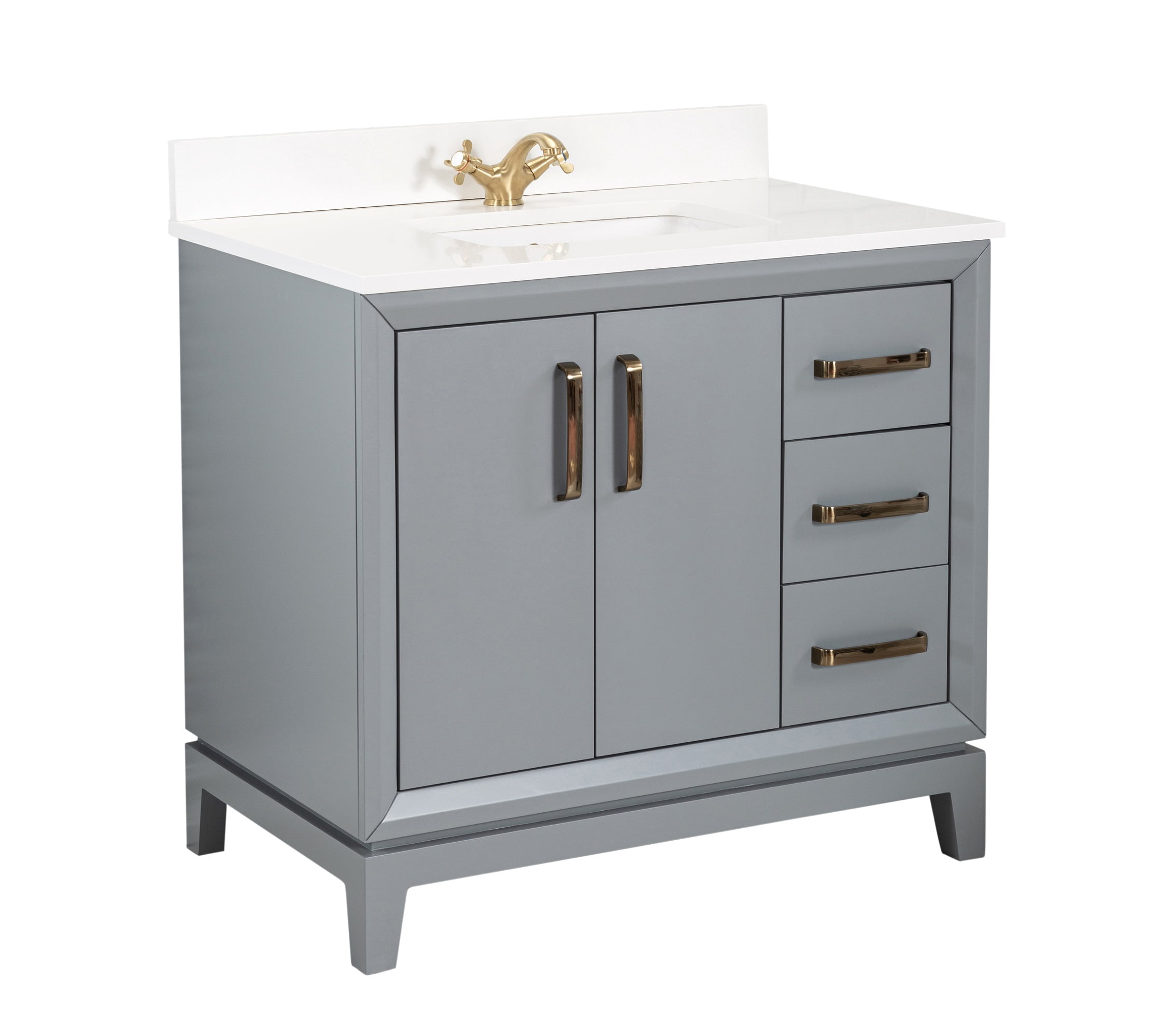 Adorn Vanity Fabia Collection Dark Gray 36 inch Bathroom Vanity with ...